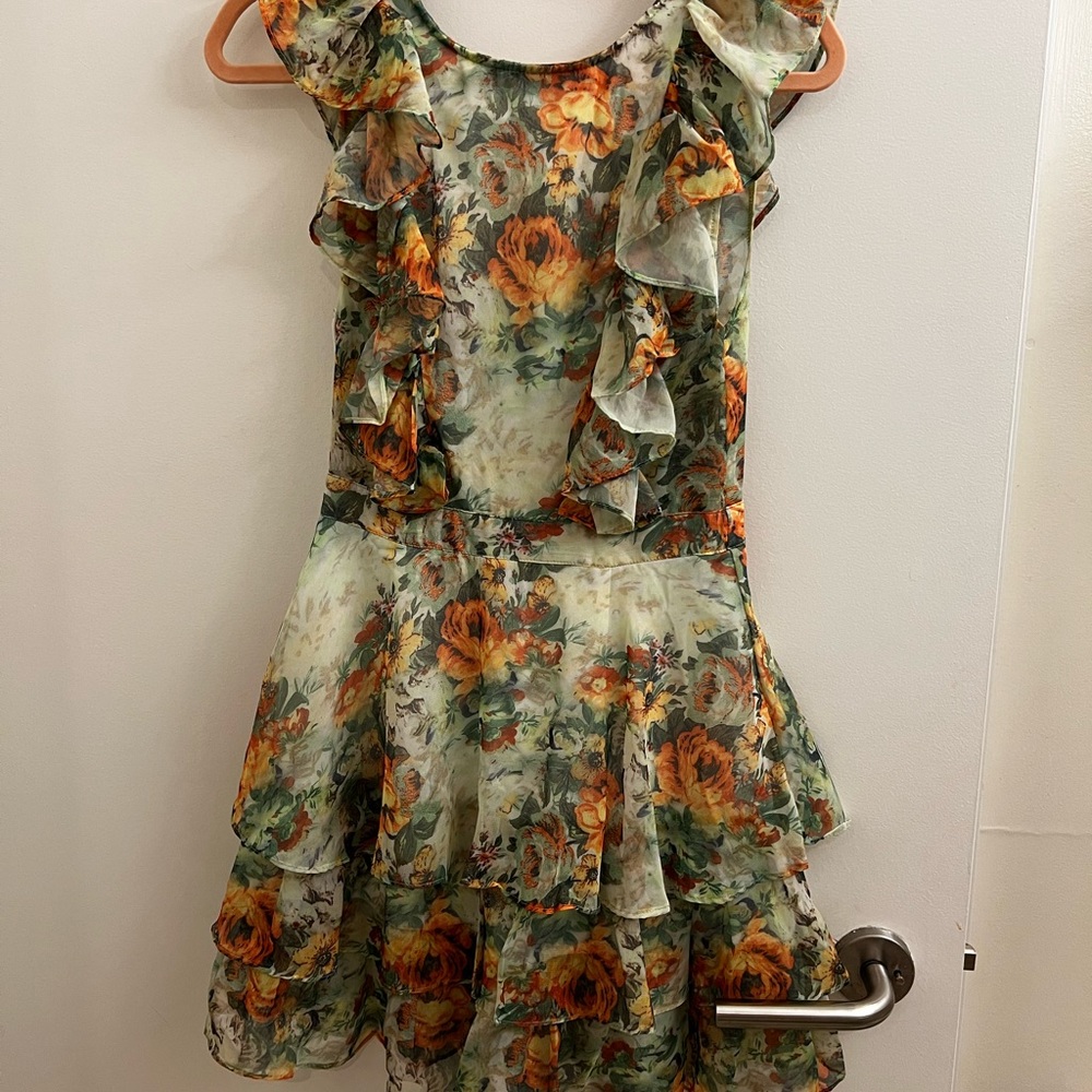 Cute floral backless dress